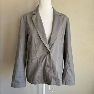Eileen Fisher Gray Organic Cotton Lightweight Blazer Womens S Preppy Academia